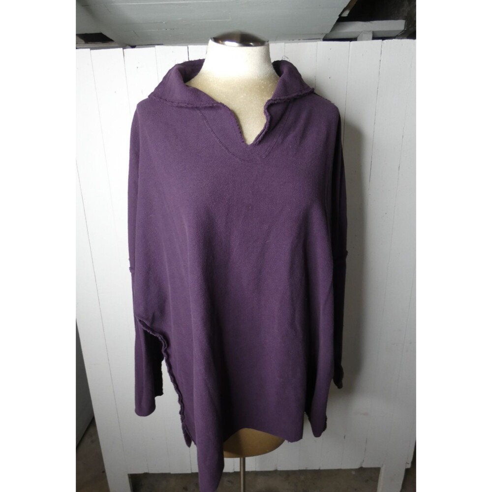 Eleven Stitch Design Women L Purple Pullover Tunic Top 100% Cotton Dolman Sleeve